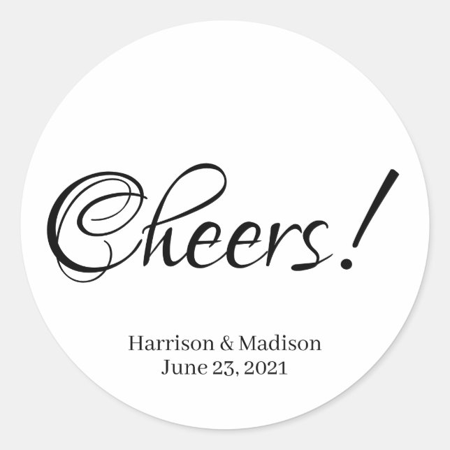 Custom Cheers Wedding gift favour tag stickers (Front)