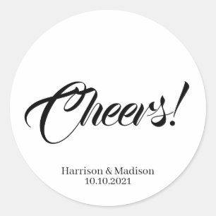 Custom Cheers Wedding gift favour tag stickers
