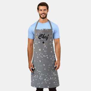 Custom Chef Baker Star Modern Grey Terrazzo Apron