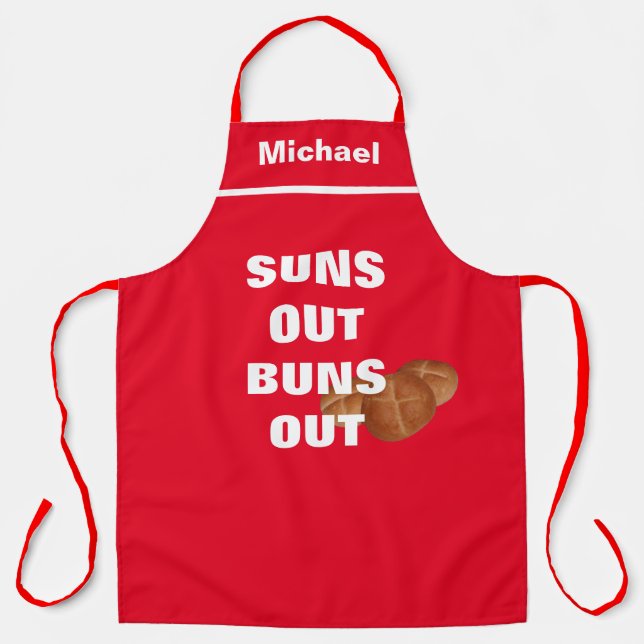 Custom Chef Name Personalised Suns Out Buns Out Apron (Front)