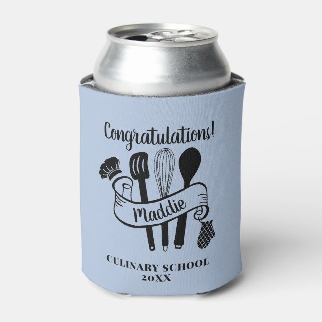 Custom Chef Utensil Cooking School  Can Cooler (Can Front)