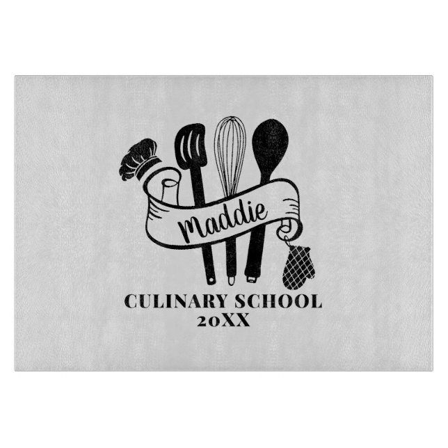 Custom Chef Utensil Cooking School  Cutting Board (Front)