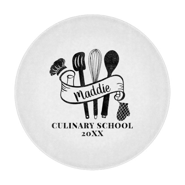 Custom Chef Utensil Cooking School  Cutting Board (Front)