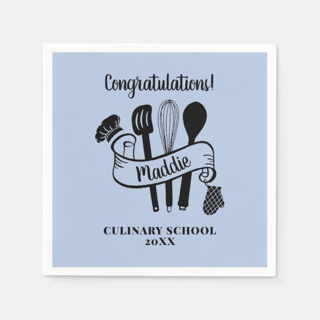 Custom Chef Utensil Cooking School  Napkin (Front)