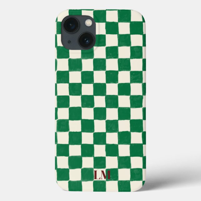 Custom Chequered Green Phone Case (Back)