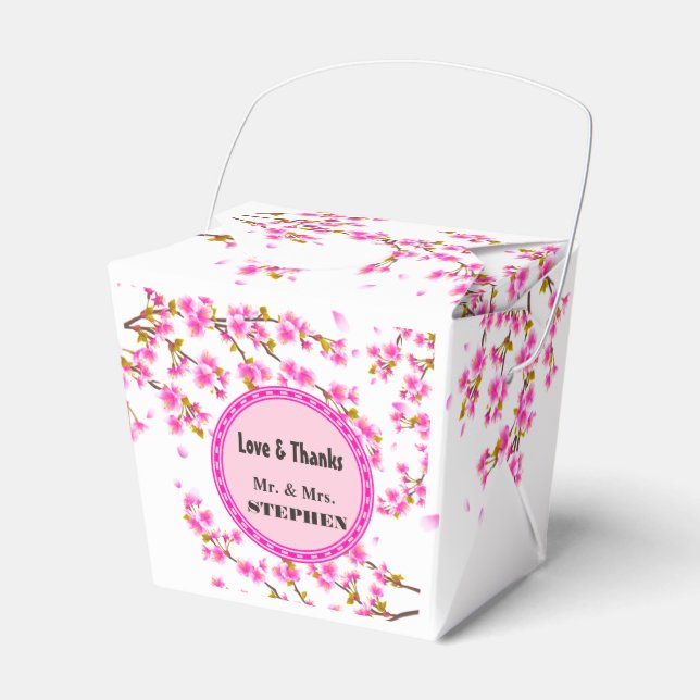Custom Cherry Blossom Wedding Favour Gift Box (Front Side)
