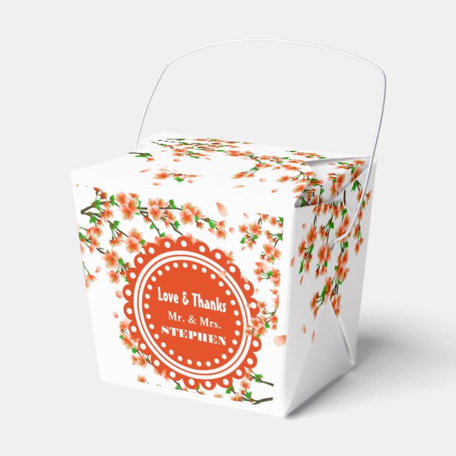 Custom Cherry Blossom Wedding Favour Gift Box (Front Side)