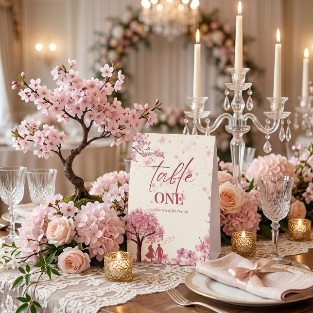 Custom Cherry Blossom Wedding Table Number Sign (Creator Uploaded)