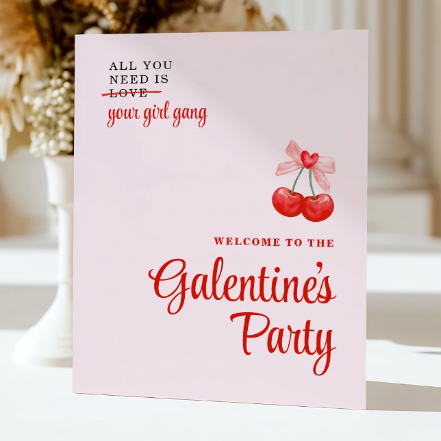 Custom Cherry Galentine's Day Party Welcome Sign (Creator Uploaded)