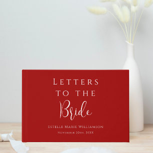 Custom Cherry Red Burgundy Letters to the Bride Guest Book