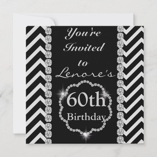 CUSTOM CHEVRON BLING  Birthday  Invitation (Front)
