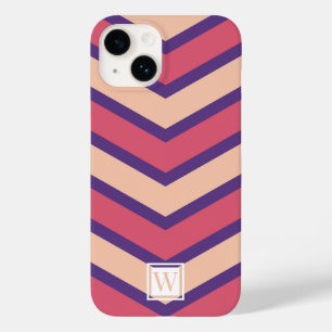 Custom Chevron Monogram Soft Pink Red Purple Blue Case-Mate iPhone 14 Case