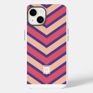 Custom Chevron Monogram Soft Pink Red Purple Blue iPhone 14 Case