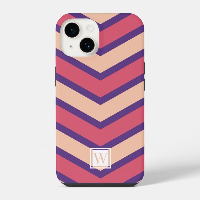 Custom Chevron Monogram Soft Pink Red Purple Blue iPhone Case (Back)