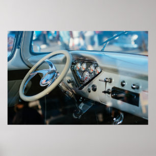 Custom Chevy truck steering wheel and dashboard Poster