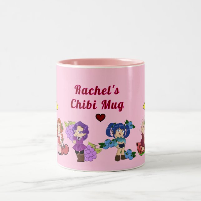 Custom Chibi Fruit Characters Mug (Center)