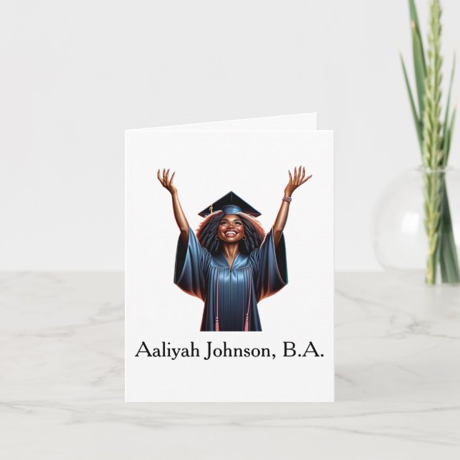 Custom Chic African-American Woman Graduation Card (Front)