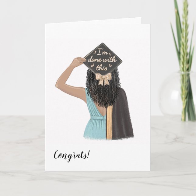 Custom Chic Black Woman High School Graduation Card (Front)
