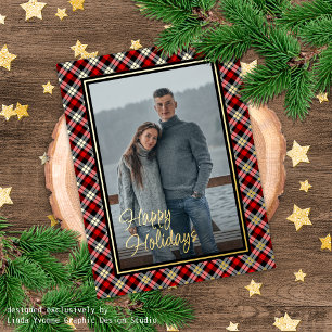 Custom Chic Buffalo Lumberjack Plaid Pattern Gold  Foil Holiday Card