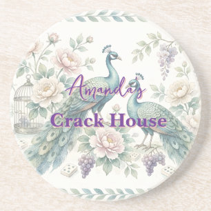 Custom Chic Chinoiserie Peacock Mahjong Coaster