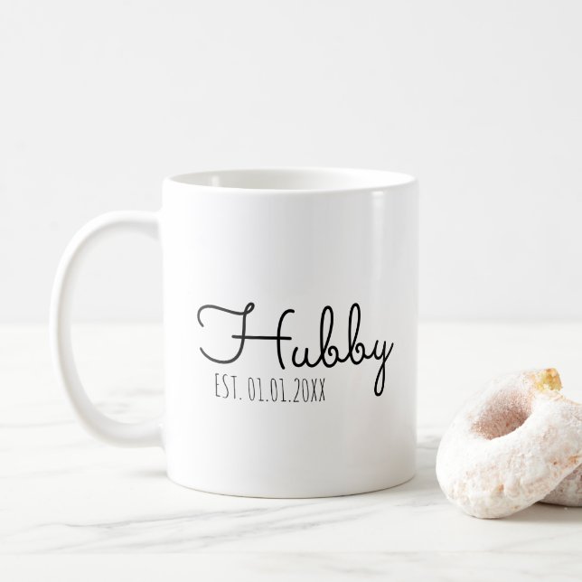 Custom chic Couple Partner Husband Spouse + Date Coffee Mug (With Donut)