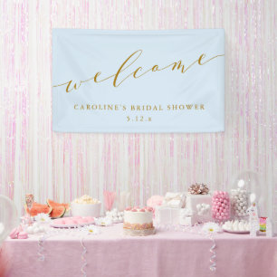 Custom Chic Elegant Blue Bridal Shower Welcome Banner