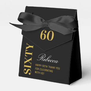 Custom Chic Elegant Sixty Birthday Black & Gold  Favour Box