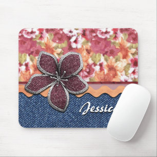 Custom Chic Flowers Pattern Watercolor Painting Mouse Mat