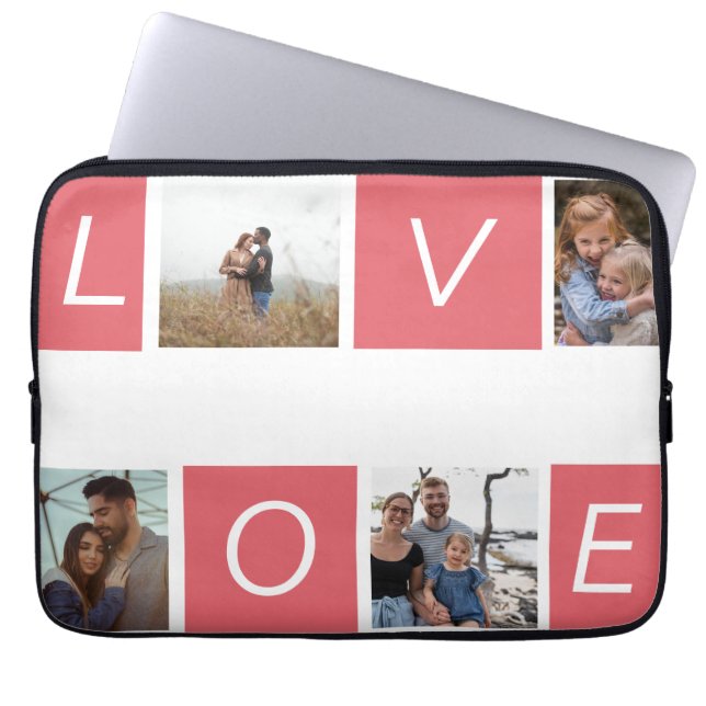 Custom Chic Love 4 Photo Collage Laptop Sleeve  (Front)