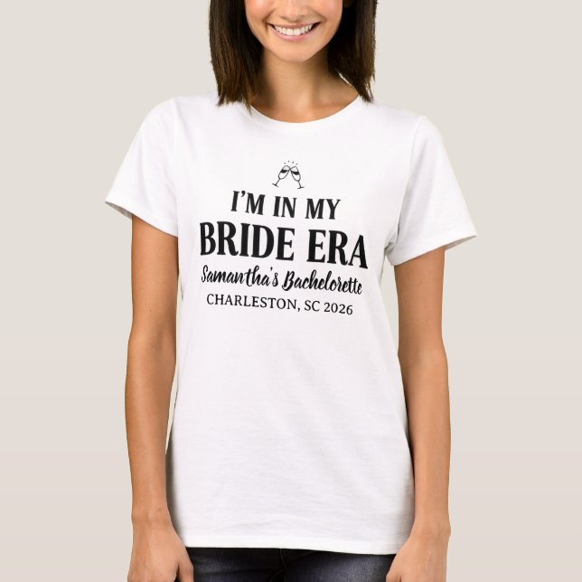 Custom Chic Minimalist Personalised Bachelorette T-Shirt (Front)