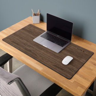 Custom Chic Modern Retro Dark Brown Woodgrain Home Desk Mat