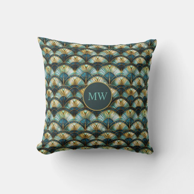 Custom Chic Peacock Colour Stained Glass Cushion (Front)