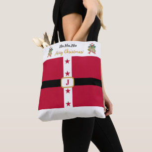 Custom Chic Red White Santa Claus Outfit Christmas Tote Bag