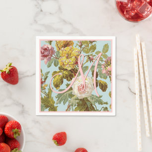 Custom Chic Stylish Vintage Pink Rose Flowers Napkin