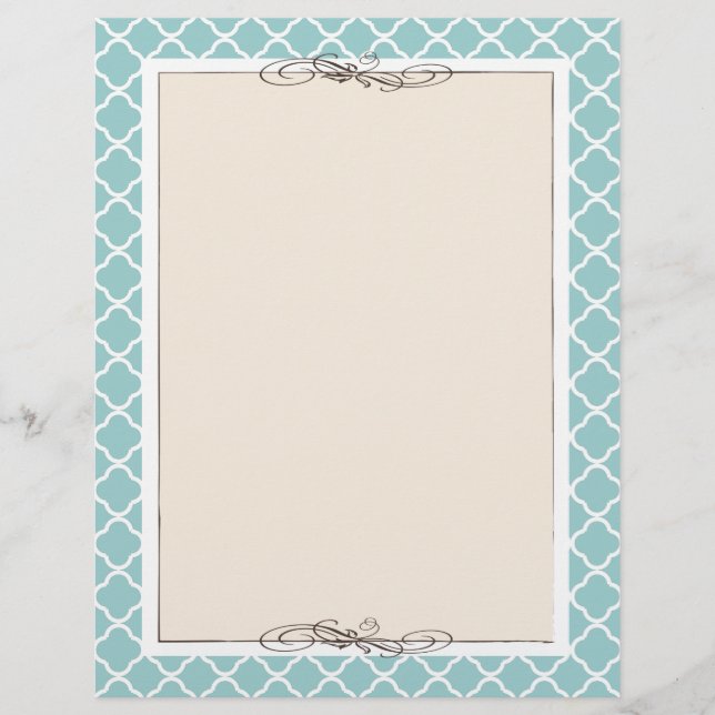CUSTOM Chic Tan & Teal Trellis Border (Front)