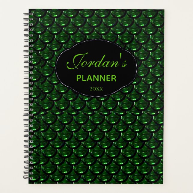 Custom Chic Weekly / Monthly Green Pattern Planner (Front)