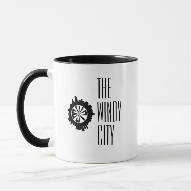 Custom Chicago City Skyline in Sphered Silhouette Mug (Left)
