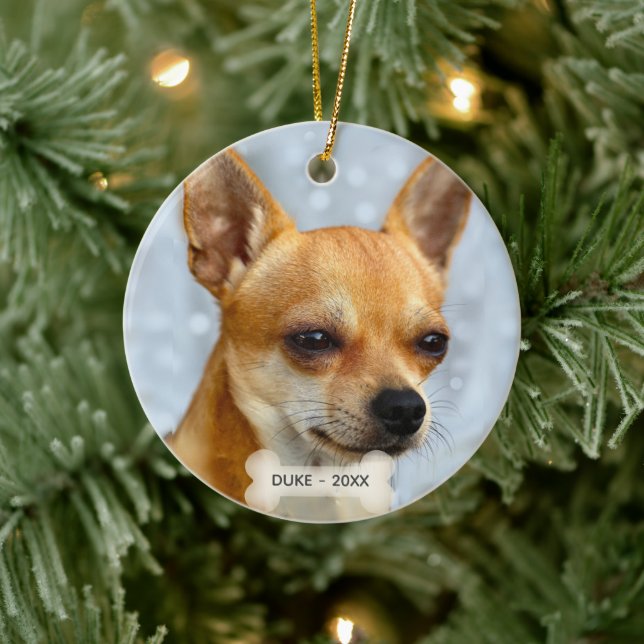 Custom Chihuahua Dog Photo Ceramic Tree Decoration (Tree)