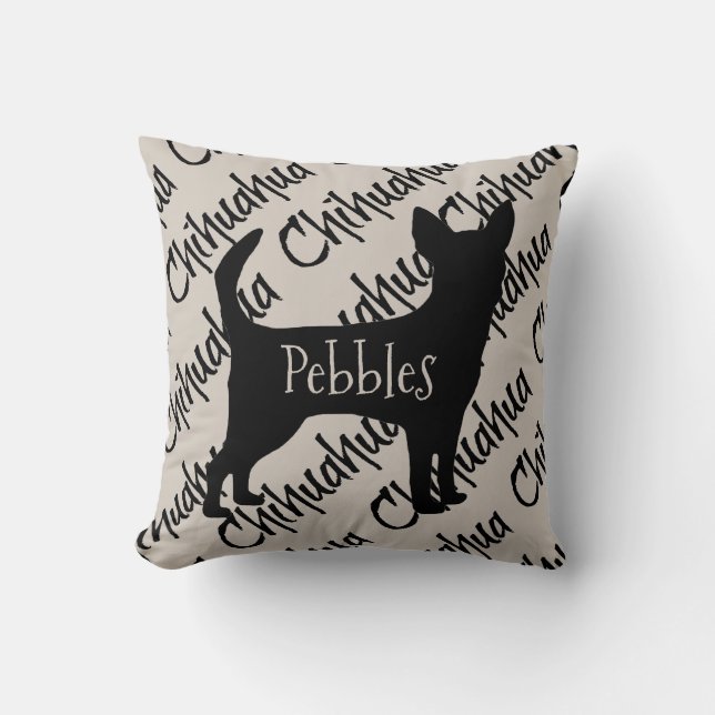 Custom Chihuahua Dog Silhouette Cushion (Front)