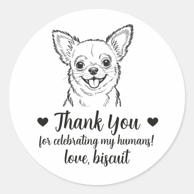 Custom Chihuahua Dog Wedding Favour Stickers (Front)