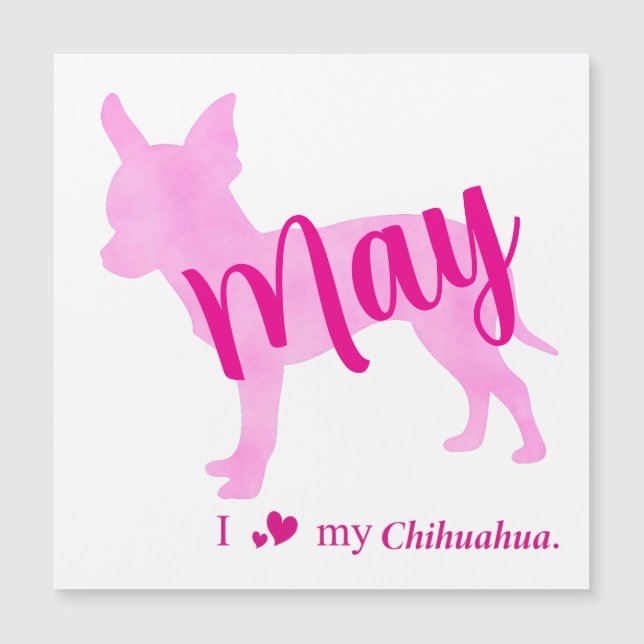 Custom Chihuahua Magnet Pastel Pink Silhouette (Front)