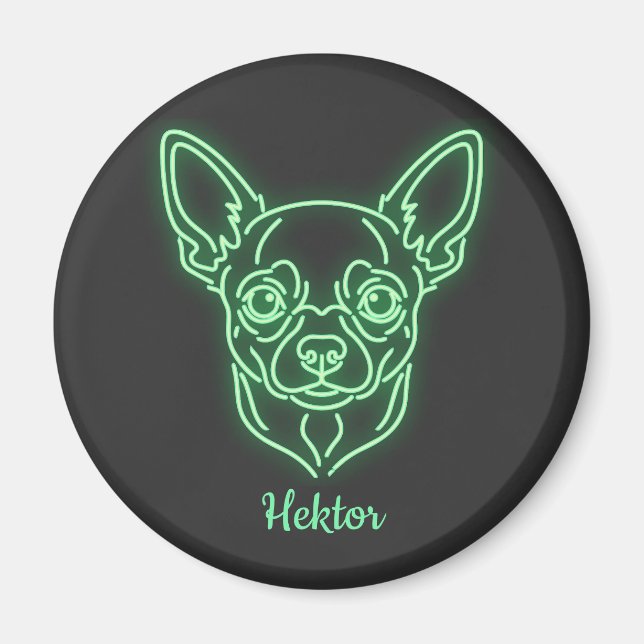 Custom Chihuahua Neon Glow Personalized Magnet (Front)