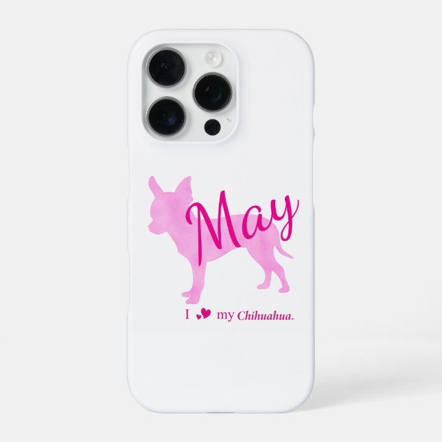 Custom Chihuahua Phone Case  Pstel Pink Silhouette (Back)