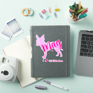 Custom Chihuahua Sticker – Pastel Pink Silhouette