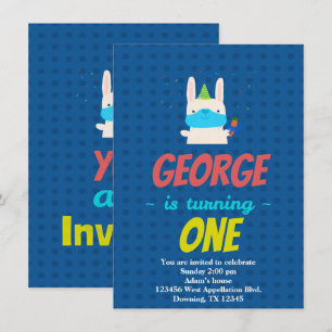 Custom Child Bunny Rabbit Mask Cartoon Invitation