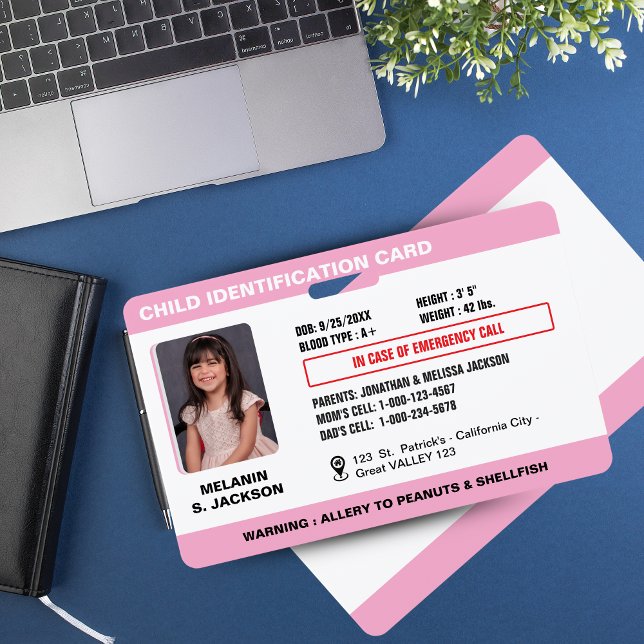 Custom Child Emergency Photo ID Badge for Kids (Custom Child Emergency Photo ID Badge for Kids)