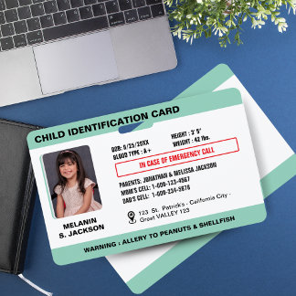 Custom Child Emergency Photo ID Badge for Kids