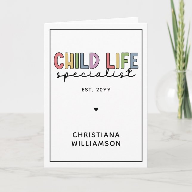 Custom Child Life Specialist CCLS Gift Card (Front)