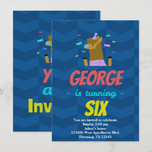 Custom Child Llama Celebration Cartoon Invitation