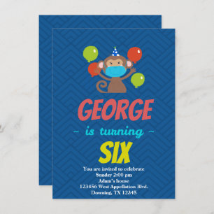 Custom Child Monkey Mask Cartoon Invitation